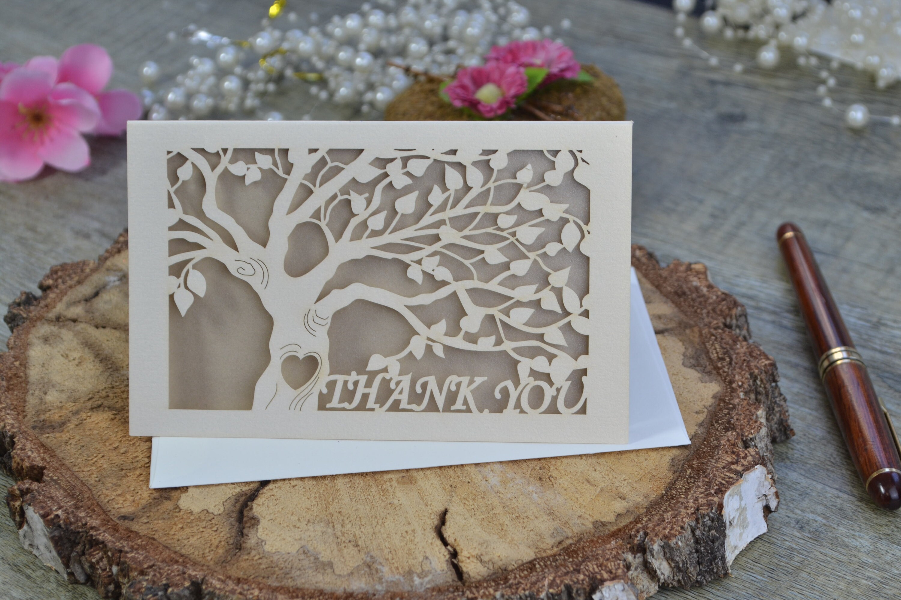 Thank You Card Laser Cut Thank You Cards Printed Thank You Etsy