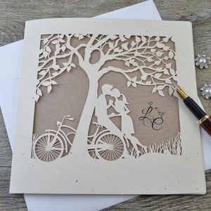 Sample of laser cut invitations with envelopes, handmade wedding invitations with envelopes, tree wedding invitations with envelopes image 3