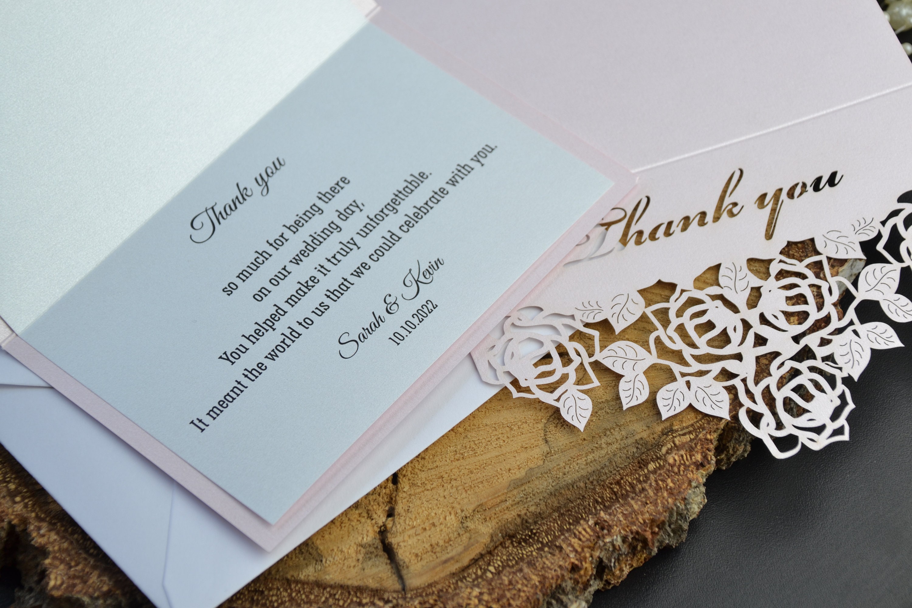 Wedding Invitation Laser Cut Thank You Cards With Envelopes Etsy