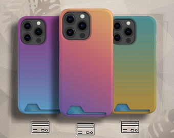 Ombre CARD HOLDER Phone Case fit for iPhone 15 Pro, iPhone 14 Pro Max, iPhone 13 case, Samsung Galaxy S23 Ultra, Samsung S22 Plus