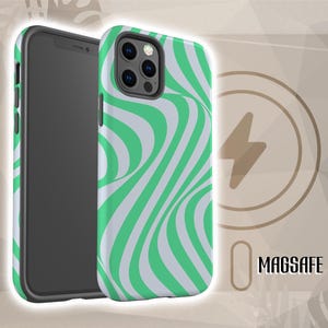 70s Trippy Blue Stripes MagSafe Phone Case | 3D Print Hard Shell Cover