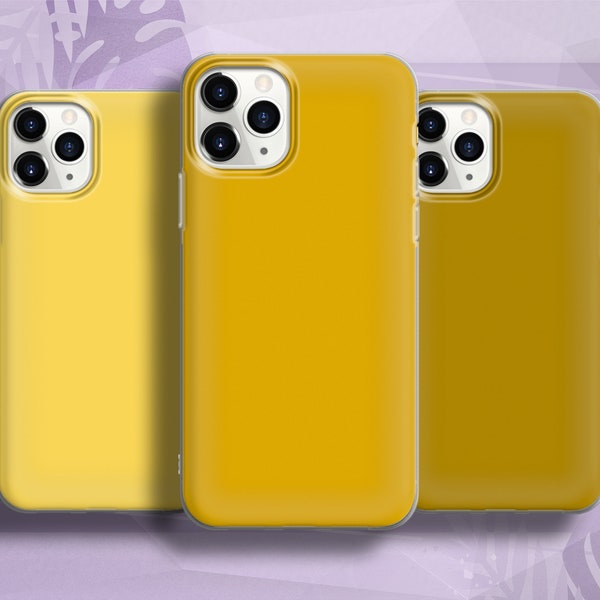 Yellow Phone Case Mustard Yellow Cover fit for iPhone 13 Pro, 12, 11, XR, XS, 8+, 7 & Samsung S20, S21+, S22, Pixel 6, Huawei P30 Lite