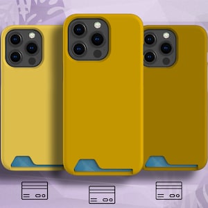 Mustard Yellow CARD HOLDER Phone Case fit for iPhone 13 Pro Max, iPhone 13 Pro, iPhone 13, Samsung Galaxy S22 Ultra, Samsung S21