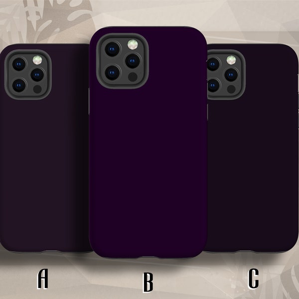 Dark Purple Phone Case Deep Violet iPhone 12 Case fit for iPhone 13 Pro Max 15 14 11 XR 8 Plus 7 Samsung Galaxy S24 Google Pixel 7