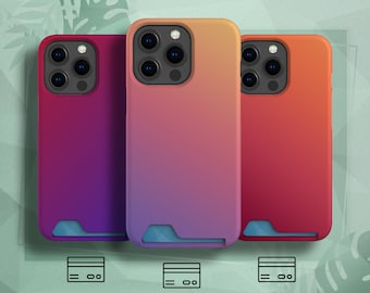 Peach Ombre CARD HOLDER Phone Case fit for iPhone 13 Pro Max, iPhone 13 Pro, iPhone 13, Samsung Galaxy S22 Ultra, Samsung S21