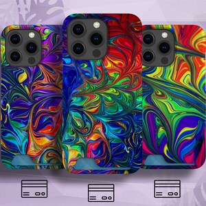 Psychedelic Trippy CARD HOLDER Phone Case fit for iPhone 13 Pro Max, iPhone 13 Pro, iPhone 13, Samsung Galaxy S22 Ultra, Samsung S21