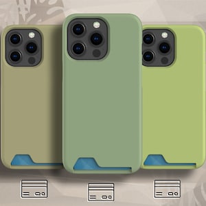 Saliegroen KAARTHOUDER telefoonhoesje geschikt voor iPhone 15 Pro, iPhone 14 Pro Max, iPhone 13 hoesje, Samsung Galaxy S23 Ultra, Samsung S22 Plus