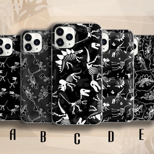 Skeleton Phone Case Dinosaur Skull Cover fit for iPhone 13 Pro, 12, 11, XR, XS, 8+, 7 & Samsung S20, S21+, S22, Pixel 6, Huawei P30 Lite