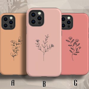 Custodia per telefono con motivo floreale, custodia minimalista per iPhone 16 Pro Max, iPhone 15 Pro, 14, 13, 12, 11, custodia per Samsung Galaxy S24, custodia per Pixel 9