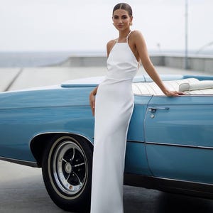 Silk strappy dress | Open back dress | Ivory wedding dress | Simple wedding dress | Maxi wedding dress | White silk dress | Summer dress