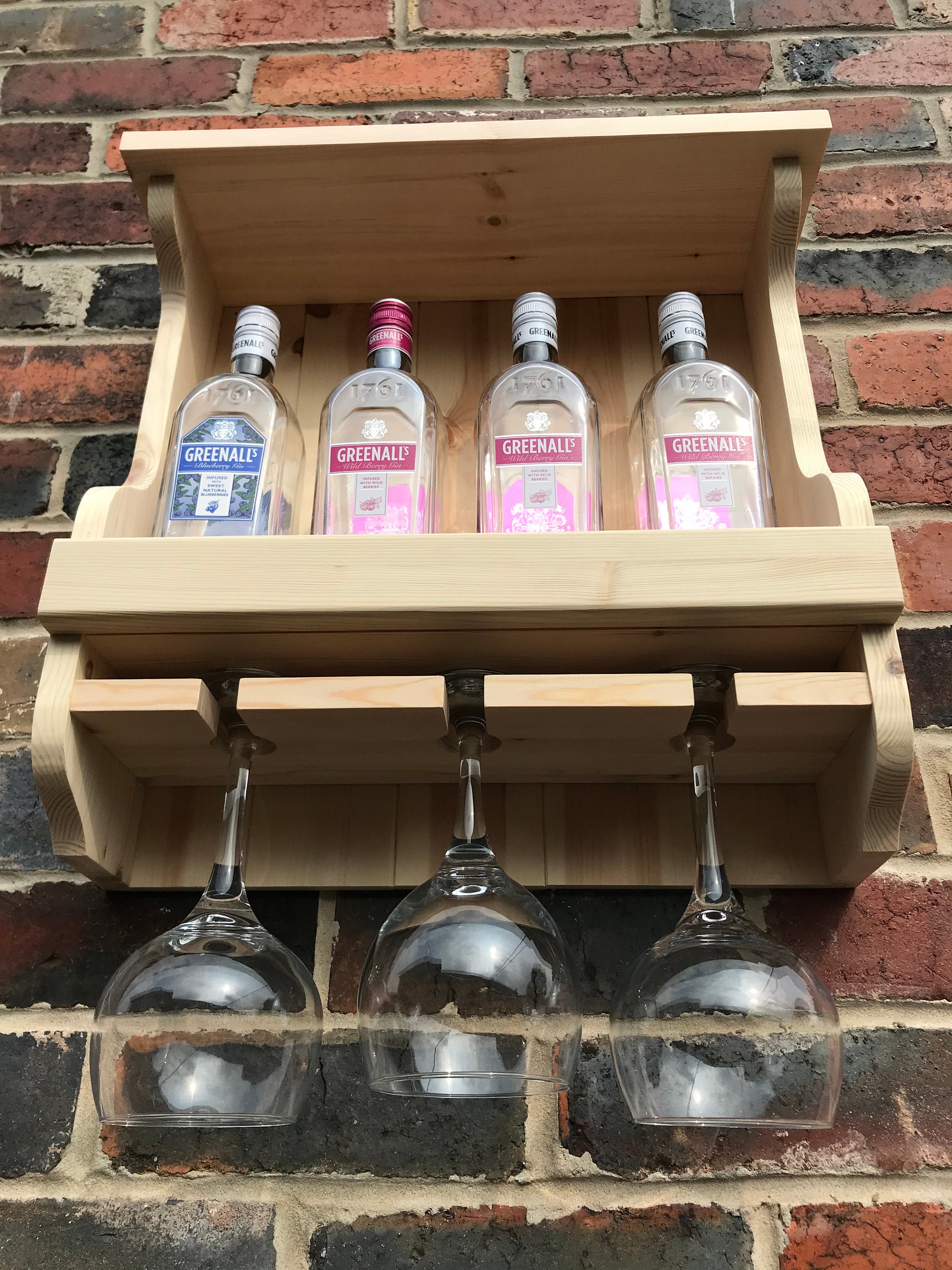 Bespoke Handmade Solid Pine Wall Mounted Gin Rack FREE Etsy