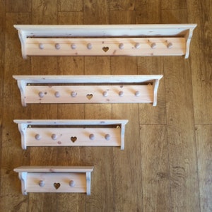 Handmade Pine Kitchen Shelf Wooden Shelf with Pine Knobs and Heart Cut Out • FREE POSTAGE •