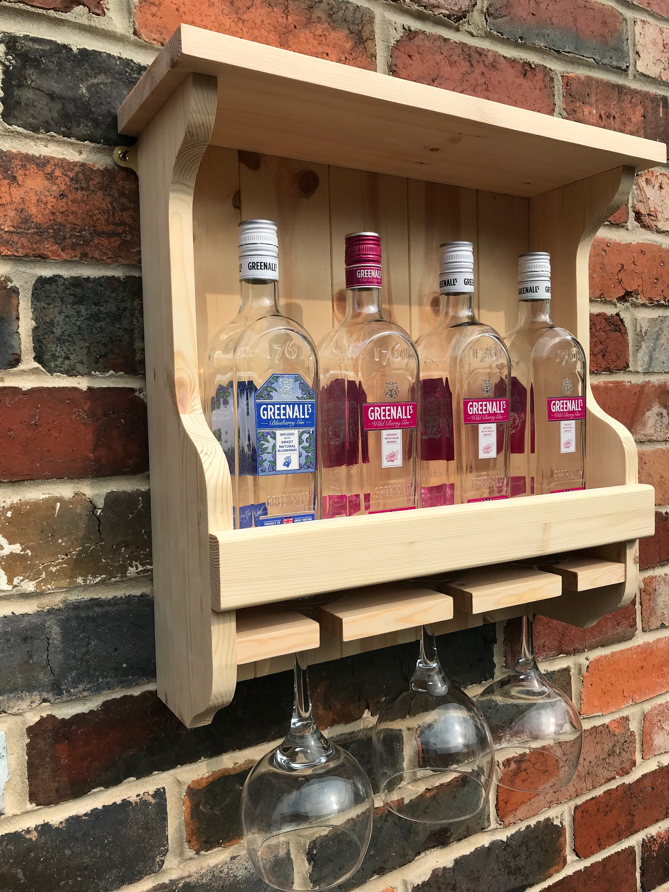 Bespoke Handmade Solid Pine Wall Mounted Gin Rack FREE Etsy