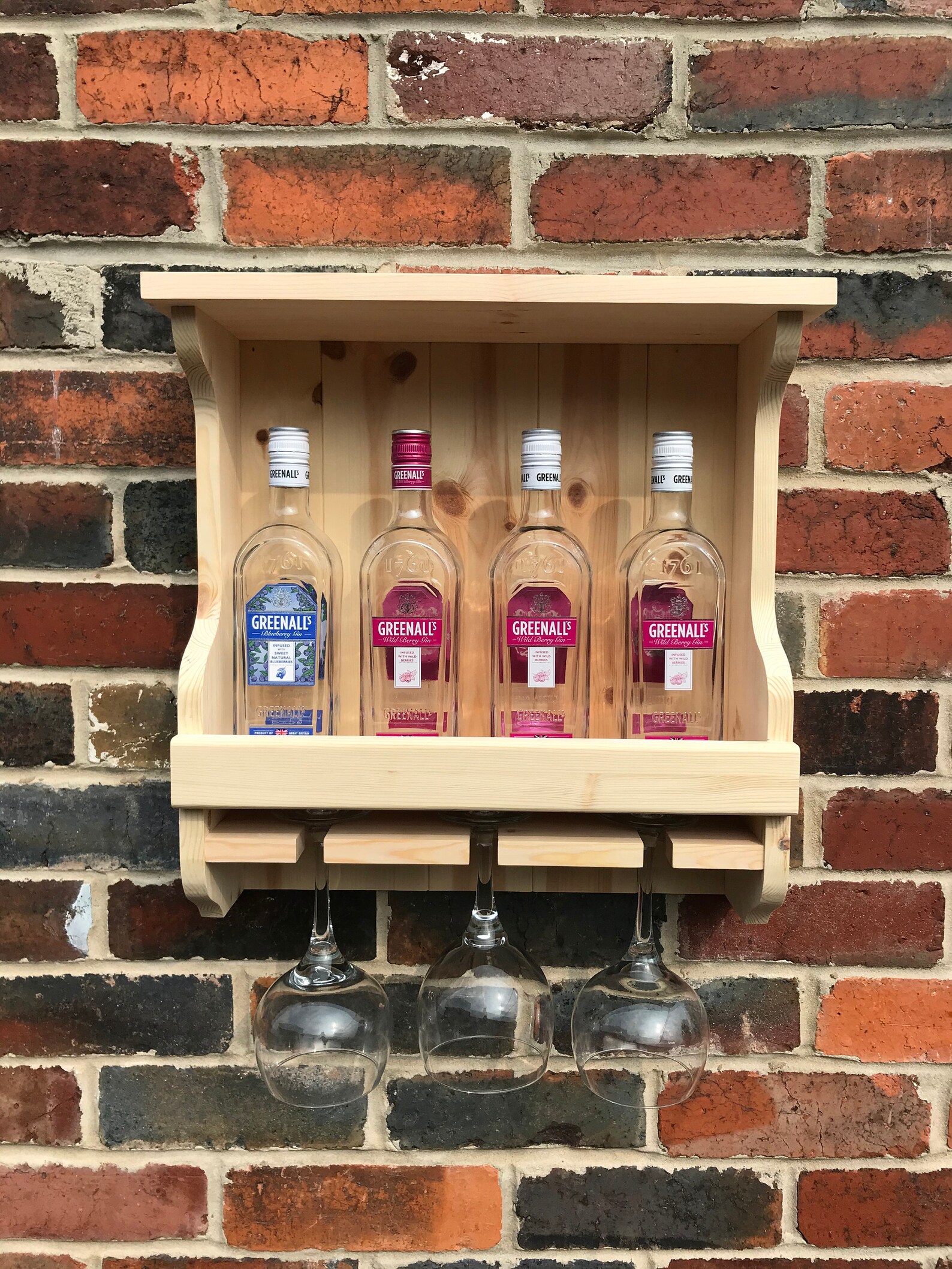 Bespoke Handmade Solid Pine Wall Mounted Gin Rack FREE Etsy