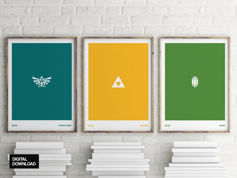 wall art poster triforce Zelda : Triforce wall art triforce minimalist poster hyrule poster wall art video games digital download