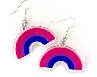 Bi Pride Rainbow Earrings: Recycled Acrylic Bisexual Jewelry