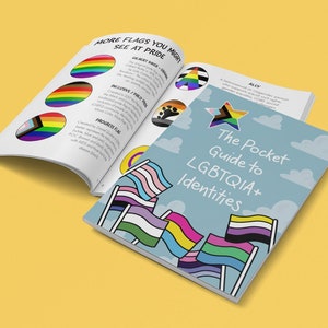 Guía de bolsillo para identidades LGBTQIA+ / Revista del orgullo queer / Libro de banderas del orgullo / Regalo aliado LGBTQ / Identidades queer / Regalos LGBTQ