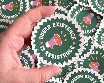 Queer Existence is Resistance Retro Pride Sticker