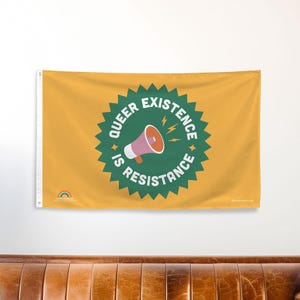 Queer Existence Is Resistance Flag: 5ft x 3ft Polyester Pride Decor