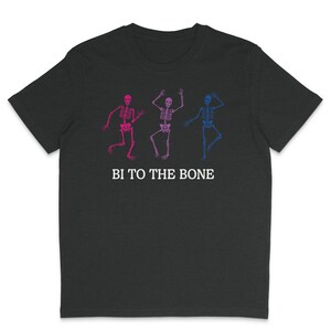 Dancing Skeleton Bisexual Halloween Shirt | Bi To The Bone