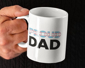 Cadeau voor papa | Trotse Vader Trans Vlag Mok | Dad Gifts | Transgender koffiemok