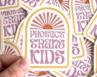 Protect Trans Kids Vinyl Sticker - Retro Pride Collection
