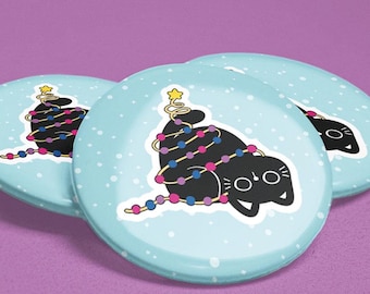 Subtle Pride Christmas Cat Badge | LGBTQ Button Badge