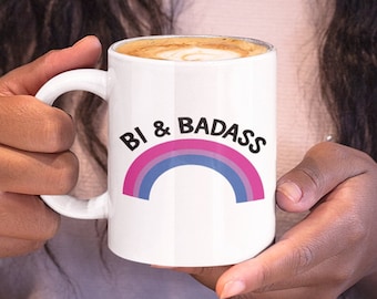 Bi Pride Coffee Mug | Bi & Badass LGBT Gift