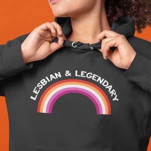 Lesbian Pride Hoodie | Sunset Lesbian Flag Hoodie | Lesbian Gifts for Girlfriend | Queer Pride Sweatshirt