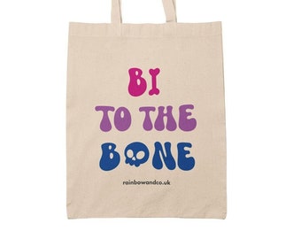 Bi To The Bone Halloween Tote Bag | Bisexual Halloween | Spooky Bisexual Trick or Treat Bag