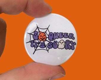 Queer Halloween Pride Badge | So Queer It's Scary | Queer Witch