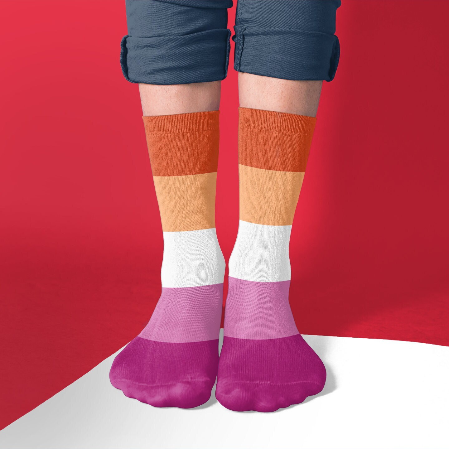 Lesbian Pride Flag Socks Sunset Lesbian Pride Flag Gay - Etsy