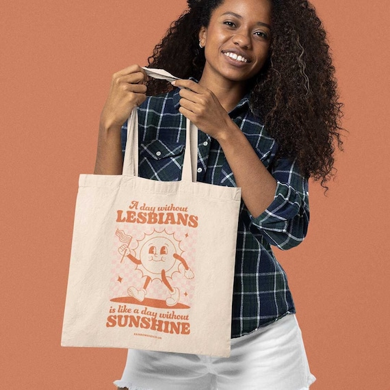 Retro Lesbian Pride Tote Bag: Queer Gift