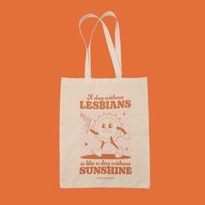 Retro lesbische draagtas Lesbische cadeaus voor haar Pride boodschappentas afbeelding 2
