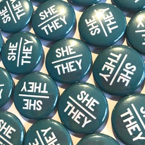 She They Pronoun Pin Badge | Gender Pronouns Pin | She They Button | Gifts under 5