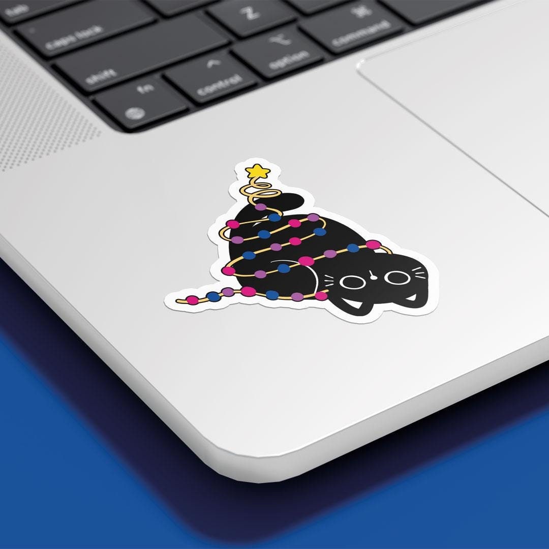 Bisexual Pride Cat Christmas Lights Vinyl Sticker - Etsy