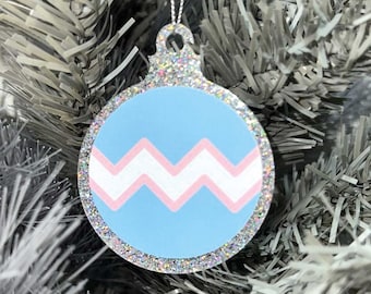 Trans Pride Vlag Kerstbal | Transgender kerstversiering | LGBTQ-kerstboomornament