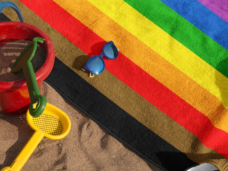 QPOC Pride Rainbow Flag Towel Inclusive Pride Beach Towel Etsy