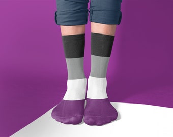 Asexual Pride Socks | Asexual Flag | Ace Pride | Asexual Gift | Pride Tube Socks | Asexuality | LGBT Pride Gifts
