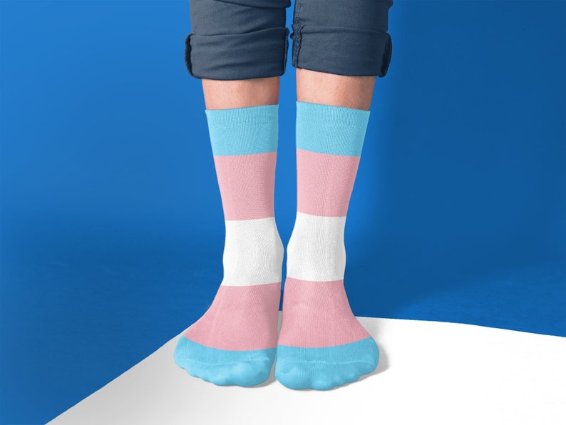 Transgender Pride Flag Socks | LGBTQ Gifts | Queer Pride | Genderqueer | Non Binary | Trans Flag Tube Socks 