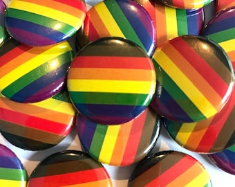 Inclusive Pride Flag Pin | QPOC Pride Button (25mm)