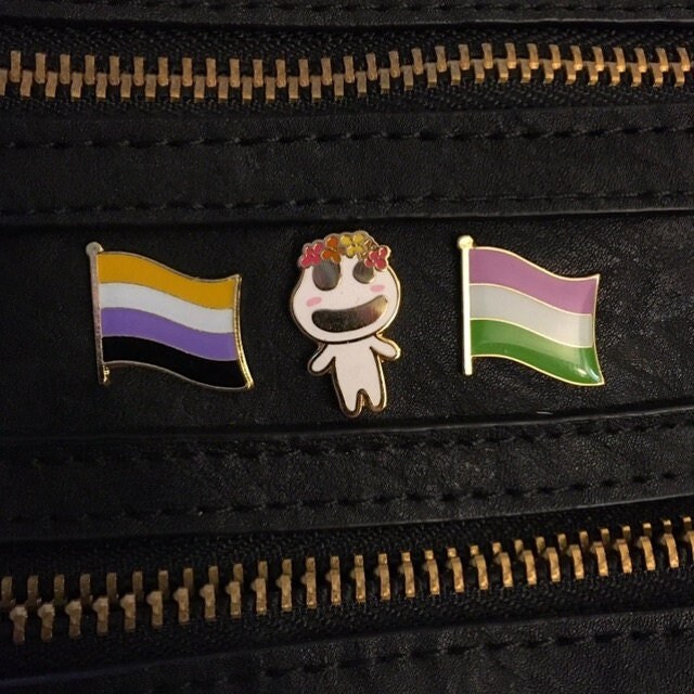 Non Binary Flag Pin Non Binary Pride Badge Enby Enamel Pin Etsy UK