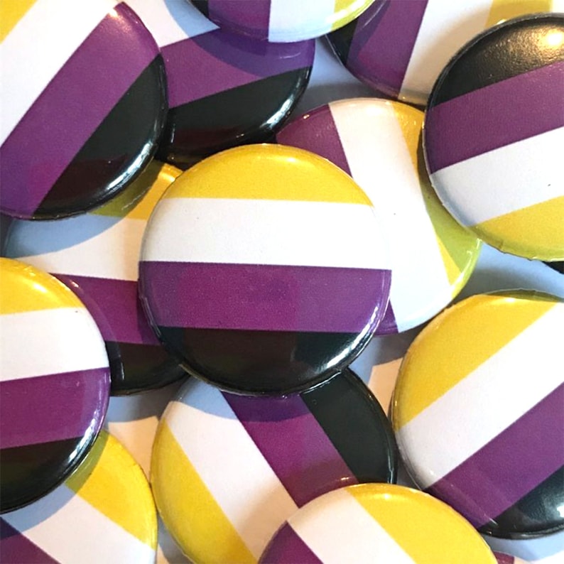 Non Binary Pride Flag Badge | Enby Pride Accessories image 1