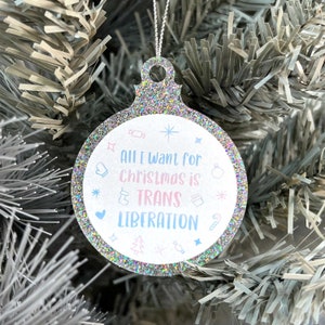 Décoration de Noël trans | Boule de Noël transgenre | Décoration de Noël LGBTQ | Libération trans