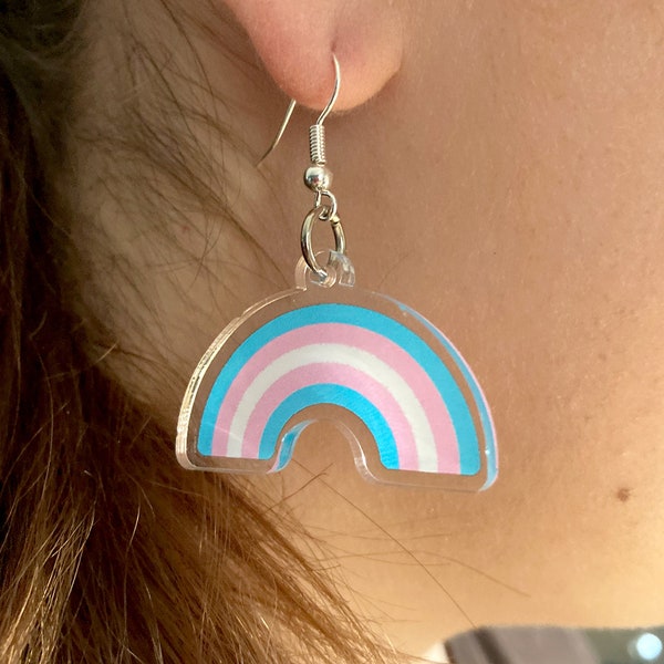 Transgender Rainbow Pride Earrings | Trans Pride Jewelry | Transgender Christmas Gift | Trans Accessories