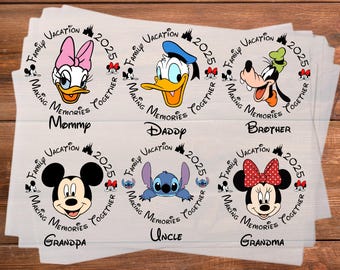 Custom Disney Trip 2025 Dtf Transfer, Disney Family Matching Dtf, Disney Group Dtf, Family Vacation Ready to Transfer, Disney Characters Dtf