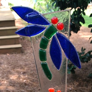 Dragonfly Fused Glass Plant Stake