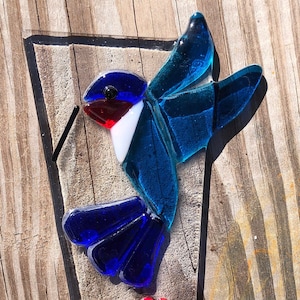 Hummingbird Fused Glass Plant Stake