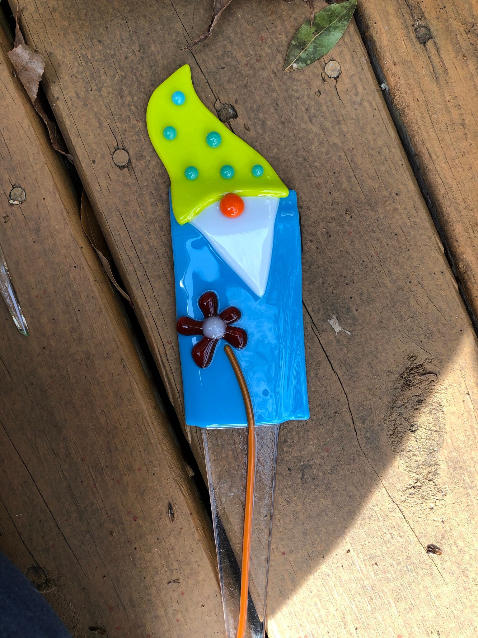 Fused Glass Garden Gnome Plant Stake | Etsy