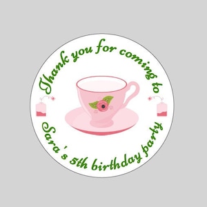 Tea Party Favor Stickers Personalized Custom party favor stickers tea cup tea pot stickers wedding birthday